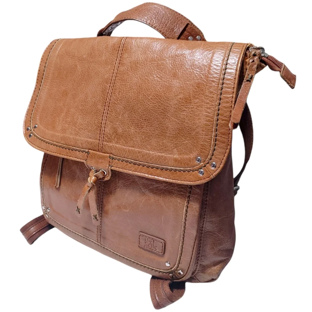 The Sak Brown Leather Convertible Fold over Backpack Satchel Bag Handbag Purse - Picture 1 of 10